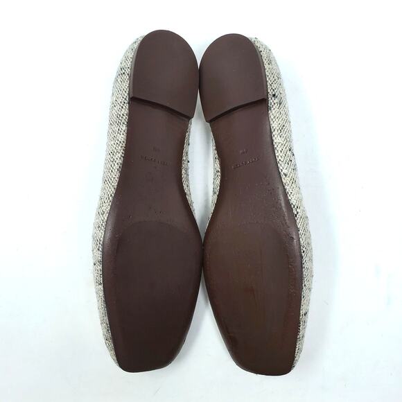 Tory Burch Georgia Ballet Flats Square Toe Rustic Linen Wool Gold 87306 Size 8 M - Picture 8 of 12